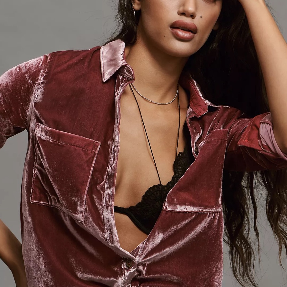 Pilcro Relaxed Velvet Buttondown Shirt